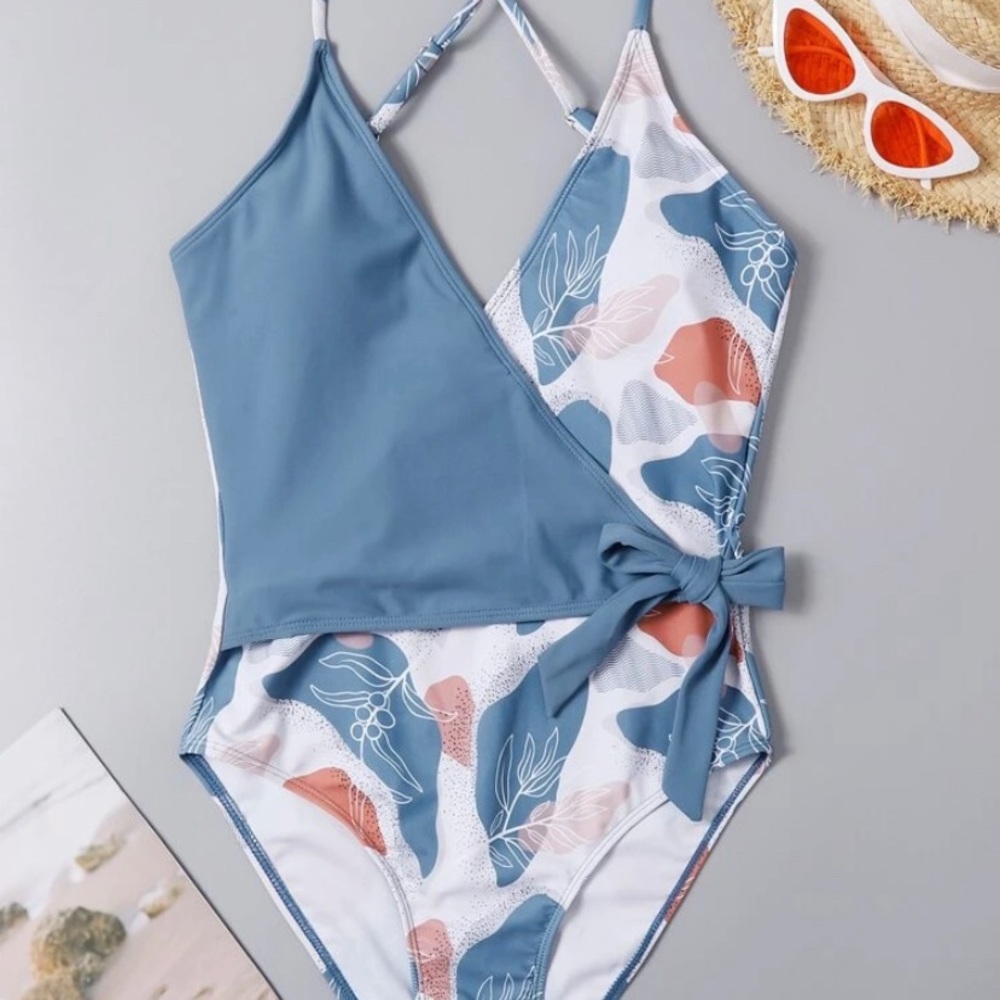 Pretty one piece bathing suit- tropical blue